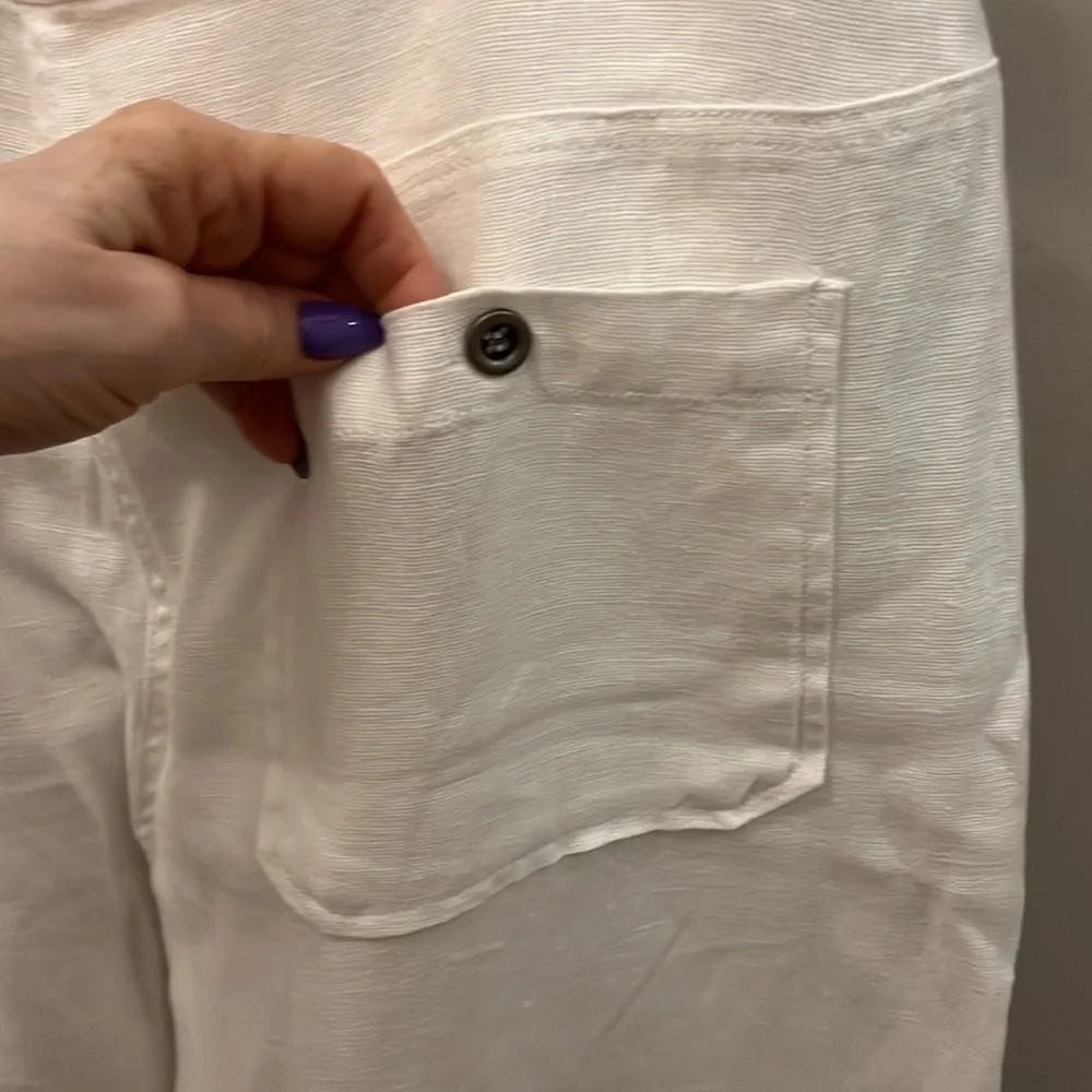 Eileen Fisher Wide Leg Pants Organic Linen Cropped White Size 12 - Picture 8 of 12